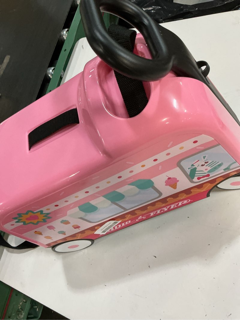 Condition photo showing Good Condition for radio flyer 3-in-1 happy trav’ler ice cream truck toddler carry-on, 17" ride-on & storage suitcase, compact kids travel toy, ages 2–5