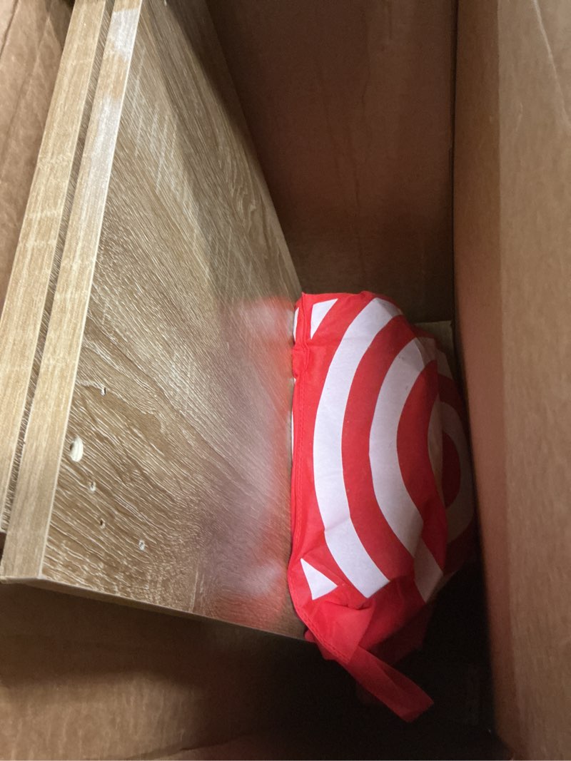 Condition photo showing As Is for JASIWAY Sideboard - Kitchen Buffet Cabinet with Rattan Decorated Doors, Accent Cabinets with Doors, Coffee Bar Cabinets Rattan Sideboard Buffet Cabinet with Storage (Natural with 4 Doors)