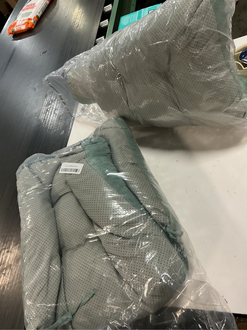 Condition photo showing Good Condition for geetery 4 pack chair cushions for dining chairs, 16" x 15" basil green kitchen chair cushions with ties buffalo plaid soft comfy seat pads for home office living room outdoor indoor basil green 4