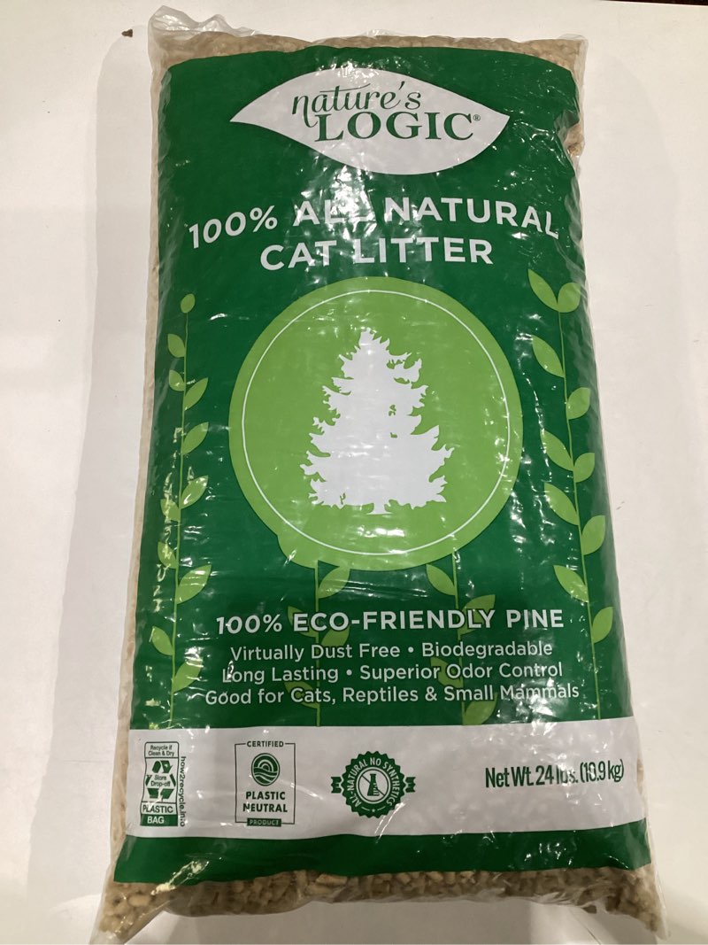 Condition photo showing New/Like New for Nature's Logic 100% Natural Pine Pellet Cat Litter - 100% Ponderosa Pine, Dust-Free, Unscented, Biodegradable - Safe for Cats, Kittens, Reptiles & Small Pets - Highly Absorbent - 24 lb Bag