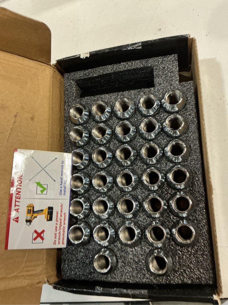 Condition photo showing Good Condition for yizbap m14x1.5 lug nuts - compatible with chevy silverado 2500 3500, gmc sierra 2500 3500, ford f250 f350, ram 2500 3500, aftermarket wheel, 32pcs chrome 2" spline lug nut with 1 socket key silver 32 pcs
