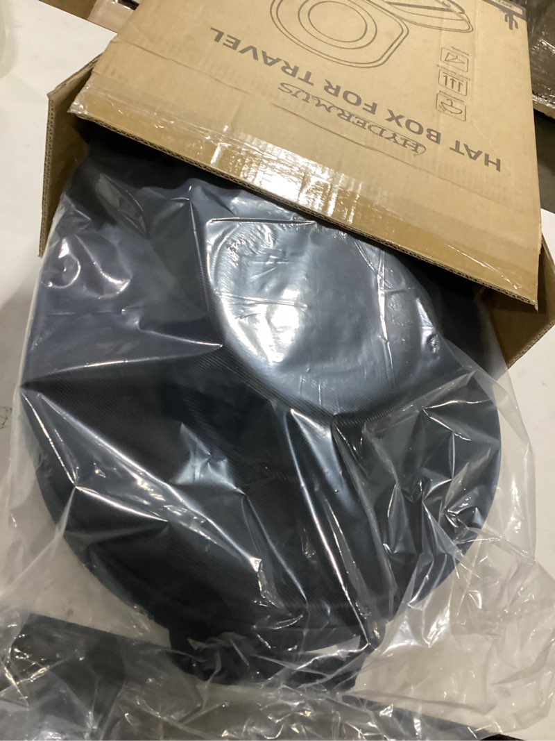 Condition photo showing Good Condition for Hat Box for Cowboy Travel Extra Large, Waterproof Hard Hat Travel Case Storage Can for Fedora Panama Tweed Cap Hat Holder Organizer Carrier with Adjustable Carry Strap, Mens Western Gift, Large Black