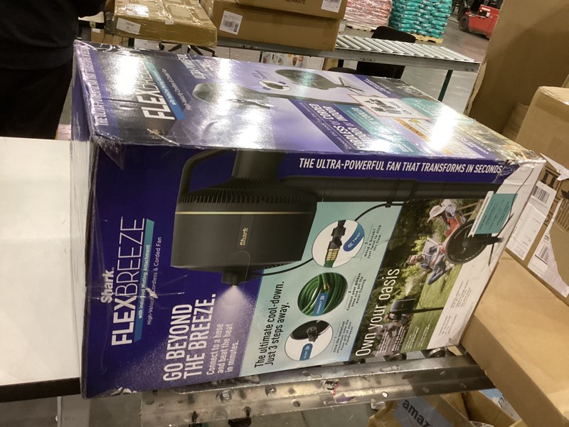 Condition photo showing New/Like New for Shark FlexBreeze Fan - Indoor & outdoor oscillating fan, pedestal & tabletop, corded & cordless portable fan with outdoor InstaCool misting attachment - FA222 FlexBreeze w/ Misting tool - Grey