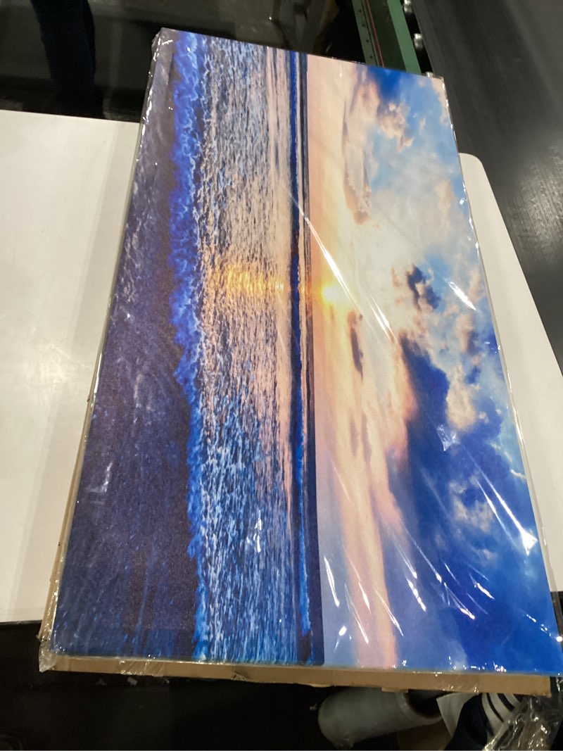 Condition photo showing New/Like New for Lapremoly Canvas Wall Art - Large Living Room & Office Decor - Blue Ocean Waves Landscape - Ready To Hang 40"L x 20"W Blue Waves wall Painting