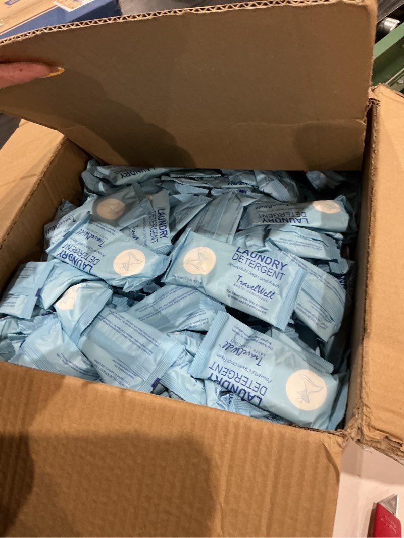 Condition photo showing Good Condition for TravelWell Travel Laundry Detergent Powder Bulk - Individually Wrapped Multi Pack - 200 Packets (1.5 oz per bag) - Non Toxic AirBnb Supplies - For Clean & Fresh Clothes - Stain Remover Powder