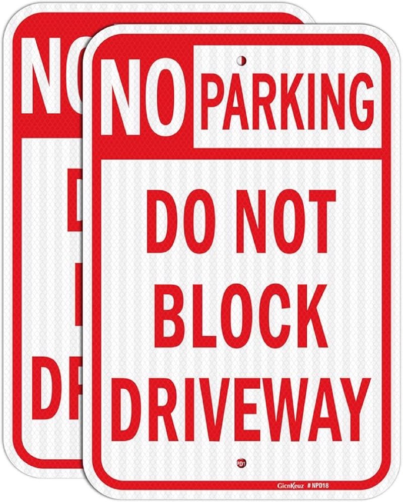 (4 Pack) Large No Parking Signs, Do Not Block Driveway Sign, 18"x 12" Rust Free Reflective Aluminum 