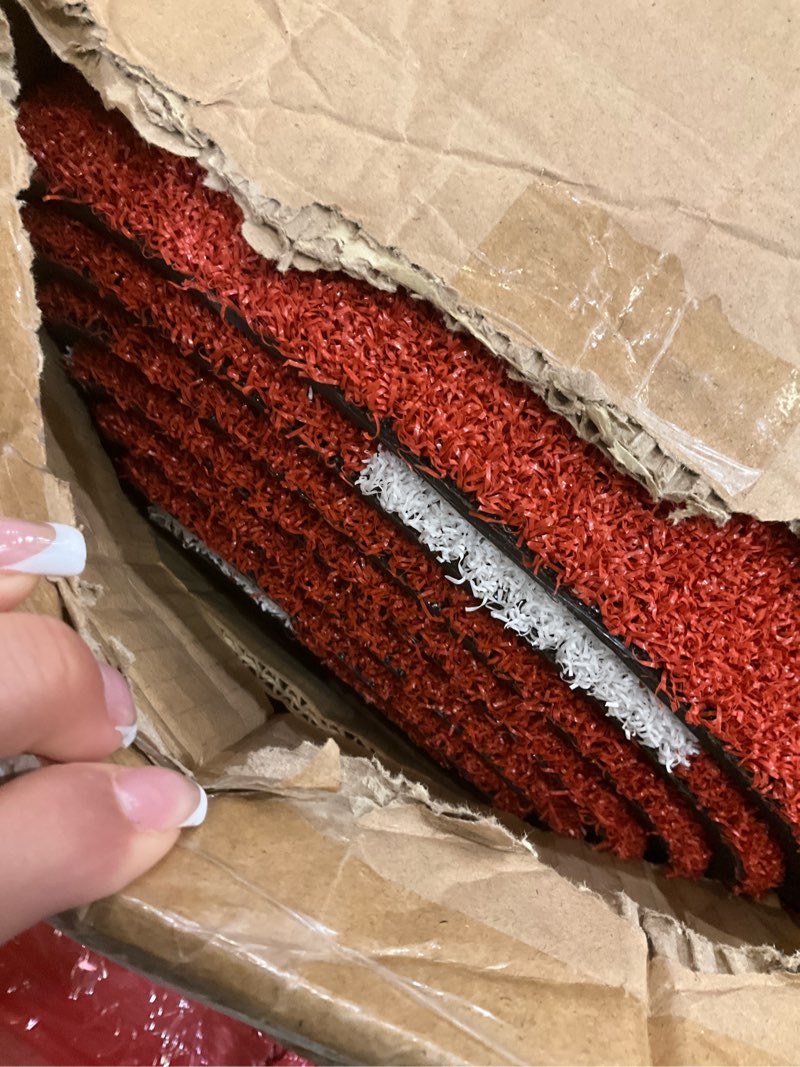 Condition photo showing Good Condition for thickened upgraded version baseball hitting mat exercise mat softball training pad batting cage turf batters box turf mats with home plate anti-slip baseball softball cage mat clay12' x 5'