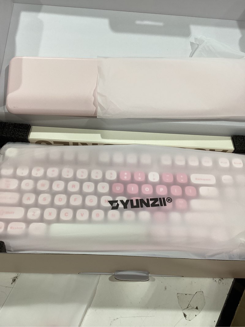 Condition photo showing Good Condition for yunzii b87 wireless mechanical keyboard,qmk/via programmable,tkl layout 87 keys,bt/2.4g/usb-c,hot swap gasket mount rgb backlit gaming with wrist rest for win/mac (pink, milk v2) pink milk v2