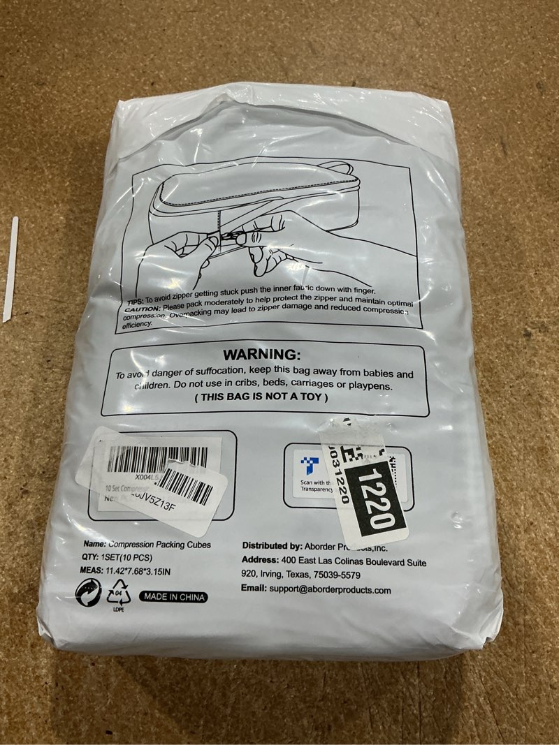 Condition photo showing New/Like New for olarhike 10 set compression packing cubes for travel essentials,compressible expandable space saver bags for organizing clothes,luggage suitcase garment bags with over 1000 pcs mesh holes(black) black 10 set