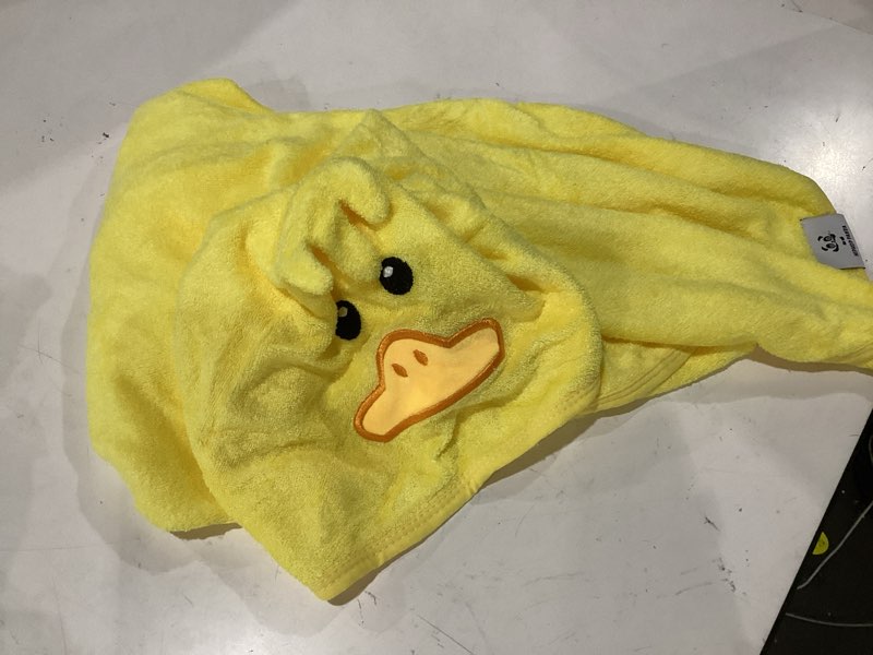 Condition photo showing As Is for hooded baby towels,soft toddler bath towel,gifts for boy and girl (yellow duck)