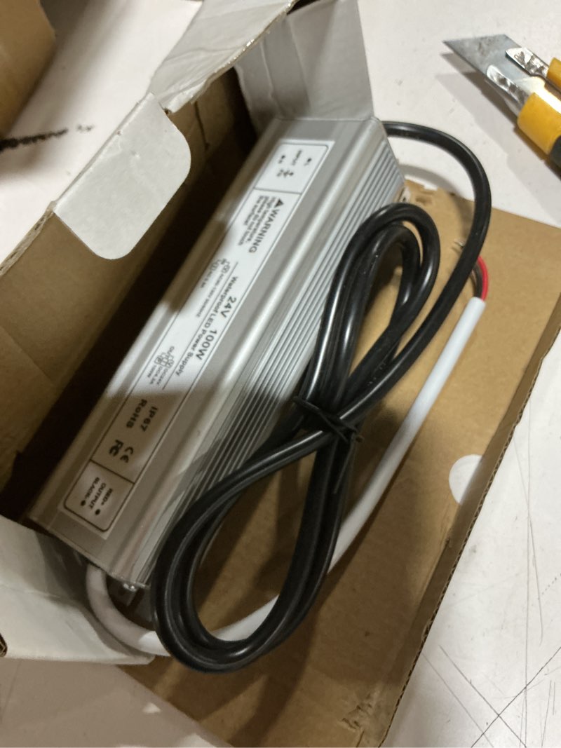Condition photo showing Good Condition for 24v 100w led power supply, ip67 waterproof led driver, ac 110v to dc 24 volt 4.2a low voltage transformer converter for outdoor led strip & landscape lighting, 3-prong plug with 3.3ft cable