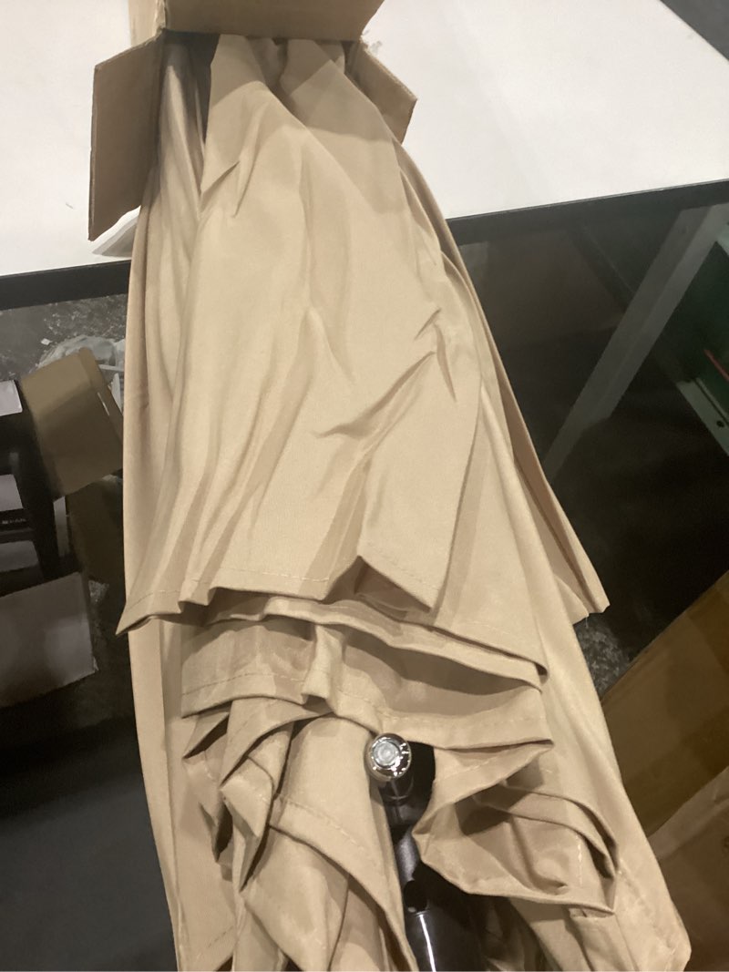Condition photo showing Good Condition for homshade 9ft outdoor patio umbrella - market table pool deck umbrella upf50+ uv protection with push button tilt, crank and 8 sturdy ribs (beige, no base) 9ft beige
