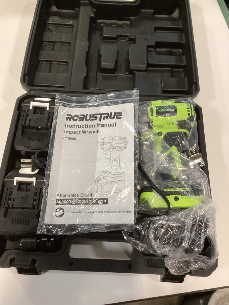 Condition photo showing Good Condition for cordless impact wrench, 590ft-lbs (800n.m) brushless 1/2 inch, 2800rpm high torque impact gun, 2x 4.0ah battery, charger, 4 sockets, electric impact wrench for car home