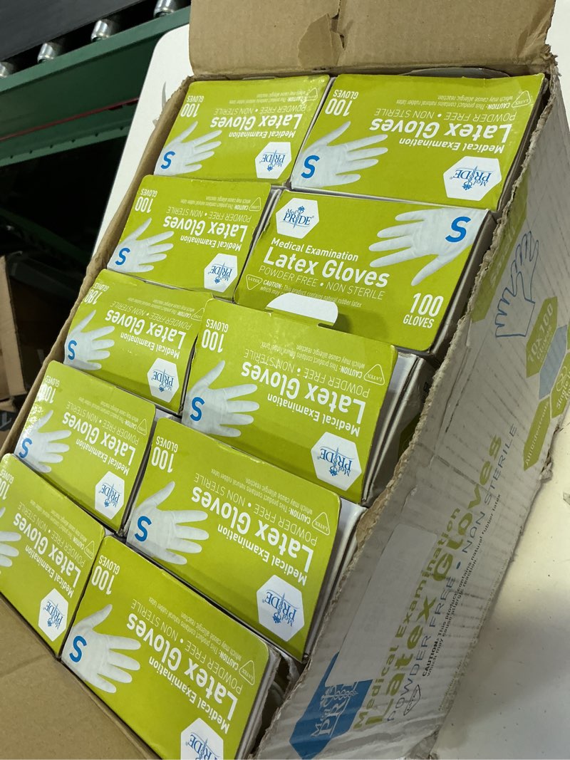 Condition photo showing Good Condition for med pride medical latex examination gloves (small, 1000-count) ultra-strong 5 mil thick, disposable powder-free gloves for healthcare & food handling use