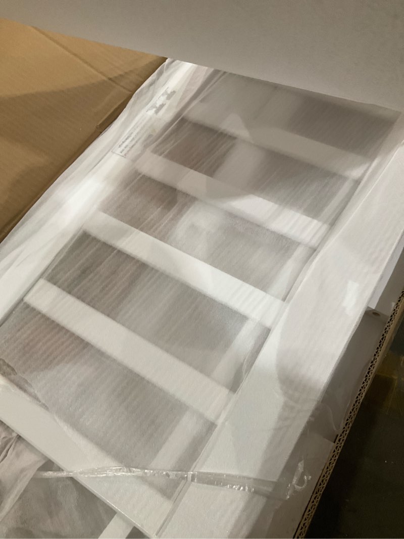 Condition photo showing As Is for twin size wood daybed with trundle and guardrails,bedroom solid wooden bed frame,no box spring,easy assembly,for living room,guestroom,apartment,small space,white