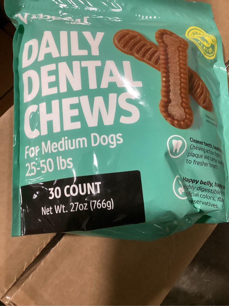 Condition photo showing New/Like New for Vibeful Large Daily Dental Chew Treats for Dogs, Chicken Flavor, 30 count 6 packages