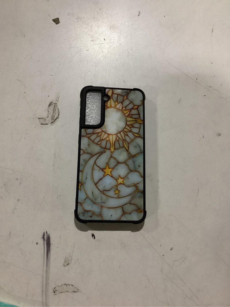 Condition photo showing Good Condition for CARLOCA Compatible with Samsung Galaxy S21 Case Design for Girl Shockproof Anti-Scratch Hard PC Back Case Esthetics Fashion Pattern Sun Moon Mosaic White Marble Golden Sun Moon Mosaic White Marble Golden Samsung Galaxy S21