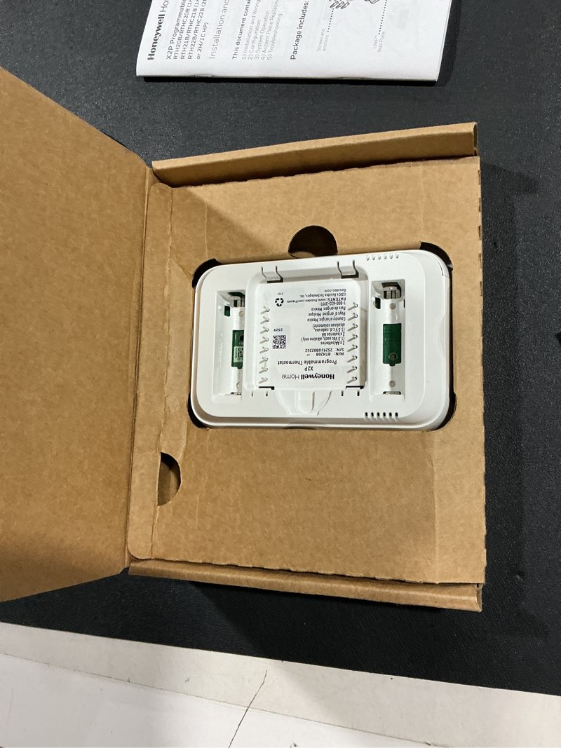 Condition photo showing Good Condition for New! Honeywell Home Programmable Thermostat, Single-Stage, 1 Heat/1 Cool Compatibility, 5-2 Day Schedule, X2P, White, RTH20B Single-Stage Compatible 5-2 Day Programmable