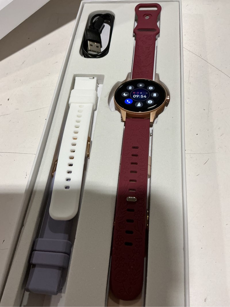 Condition photo showing Good Condition for smart watch for women(answer/make call), 1.27'' fitness activity tracker watch with 130+ sports modes, heart rate sleep monitor, pedometer, 41mm smartwatch for android iphone compatible (round) burgundy