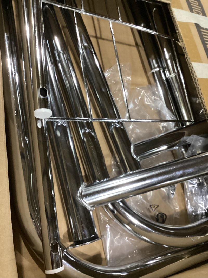 Condition photo showing As Is for heavy duty clothes rack load 450 lbs, metal garment rack, standing rolling clothing rack for hanging clothes with sturdy wheels & shelves, portable closet wardrobe rack,sliver sliver l