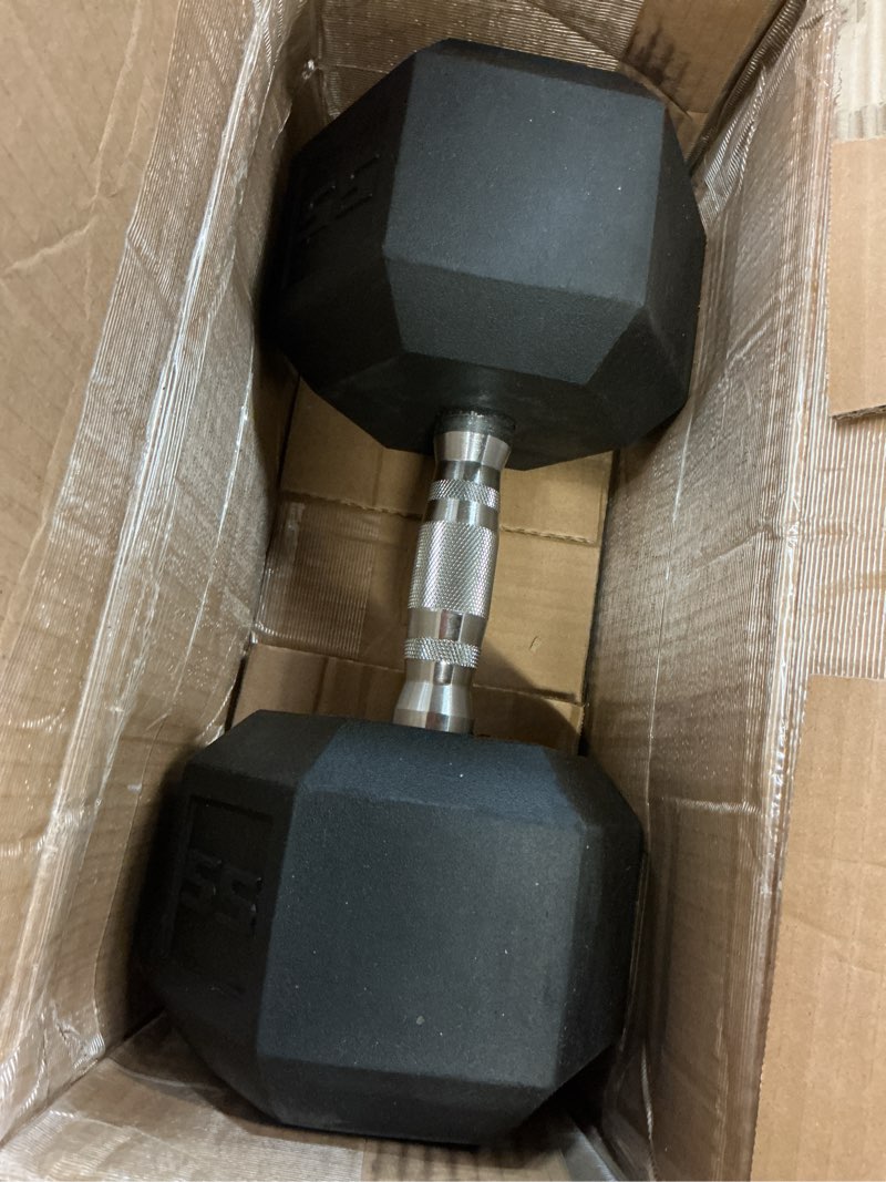 Condition photo showing Good Condition for CAP Barbell Coated Hex Dumbbell Weight - Single | 10-120 lbs | Multiple Options Chrome Handle 55 lb