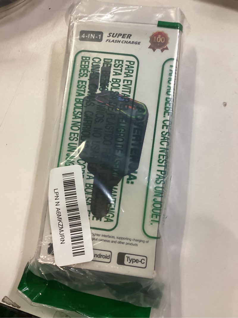 Condition photo showing New/Like New for 4 in 1 Retractable Car Charger USB C 98W Fast Charging Car Accessories Car Phone Charger with Retractable Cord(35.5in) and RGB Light for iPhone 16 15 14 13 12 11 Samsung Android Laptops Gunmetal