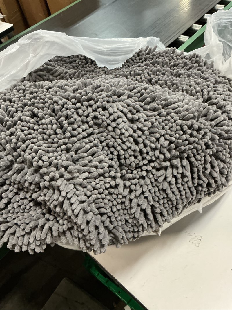 Condition photo showing As Is for soggy doggy super snoozer dog bed | gray | medium (24”x24”x6”) | microfiber chenille round bed for dogs | moisture wicking comfort 24" grey