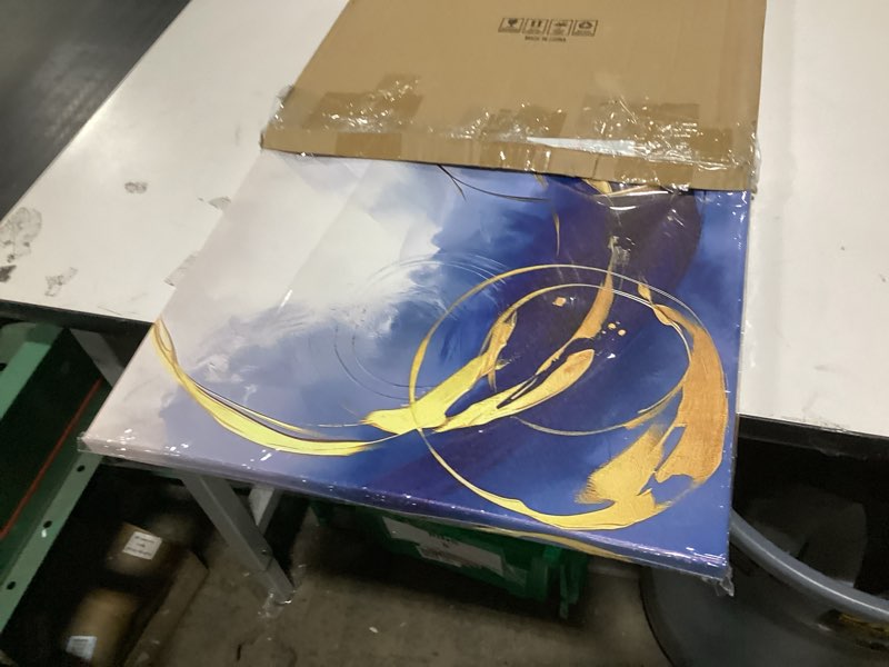 Condition photo showing New/Like New for dongyouji abstract wall art nave blue and gold canvas art prints decor for living room modern fantasy graffiti pictures for bedroom home office decorations 24x36inch nave blue abstract wall art 36"l x 24"w