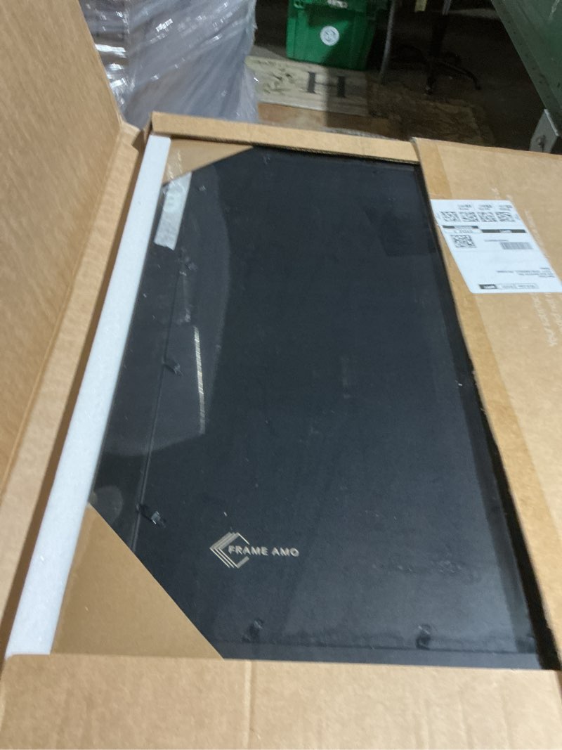 Condition photo showing Good Condition for Frame Amo 21x22 Black Solid Wood Poster Frame, White Mat for 18x18 Image, Tempered Glass Front, 1.5 inch Wide, 1 inch Thick, High-End, Heavy-Duty, Gallery Grade & Acid-Free Black 21x22