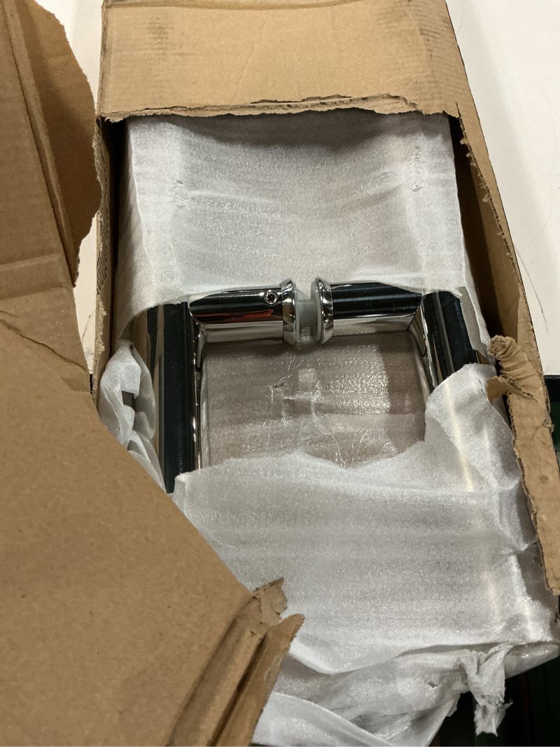 Condition photo showing As Is for Ranbo Ladder Style 48" Large Push Pull Door Handle,Back to Back, 900mm (35-7/16 inch) CTC, 304 Stainless Steel, Heavy Duty for Barn,Front,Entrance, Commercial,Glass Doors,Polished Chrome 48 inch