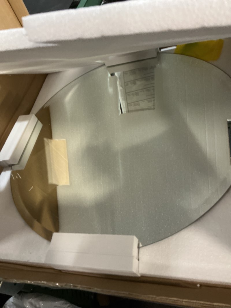 Condition photo showing Good Condition for ANYHI Round Beveled Bathroom Mirror, 22 Inch Circle Frameless Mirror with 0.6'' Edge, Round Mirrors for Wall Décor, Wall Mirror for Bathroom Bedroom Entrance Living Room 22"L x 22"W Frameless