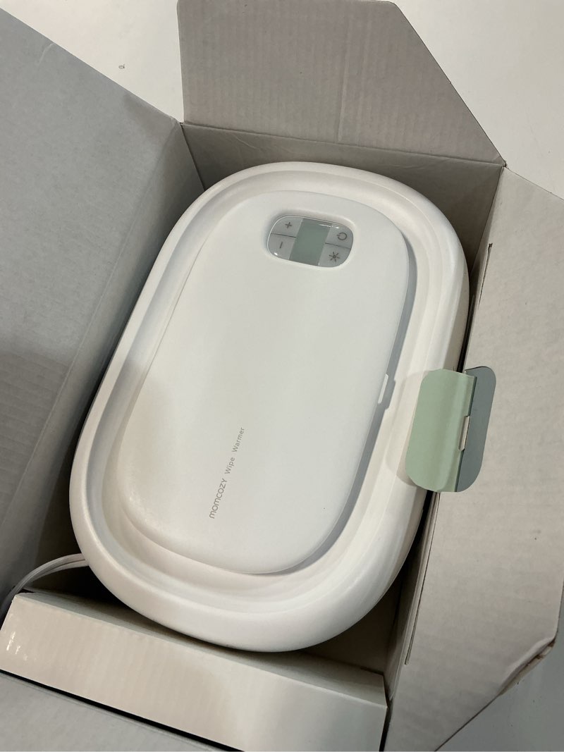 Condition photo showing Good Condition for momcozy baby wipe warmer, innovative spring design, large capacity wipes dispenser for 60-80pcs, fast & even heating, 4 modes of temperature heating control, diaper wipe warmer with night light, grey grey regular