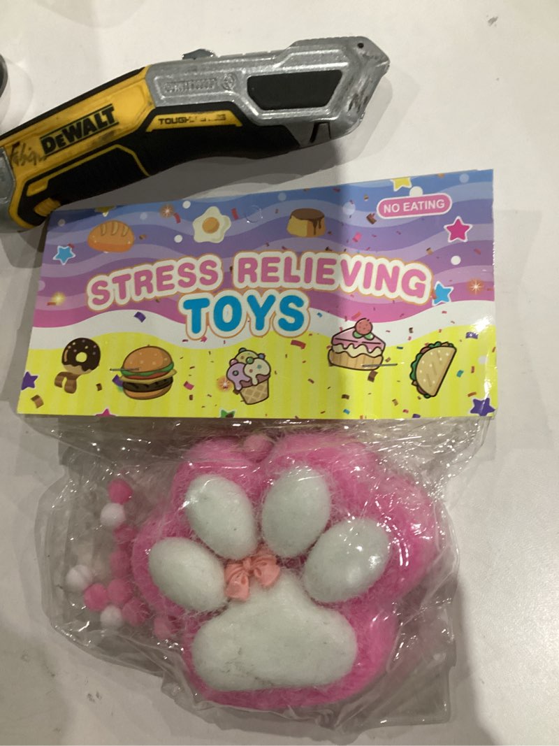 Condition photo showing New/Like New for Big Taba Cat Paw Squeeze Toys for Stress Relief , 5 Inch Jelly Kitty Paw Kit Soft Cat Paw Squeeze Handmade Toy Cute Pink & White Fidget Toys for Kids Teenagers Adults Home Office Relaxing