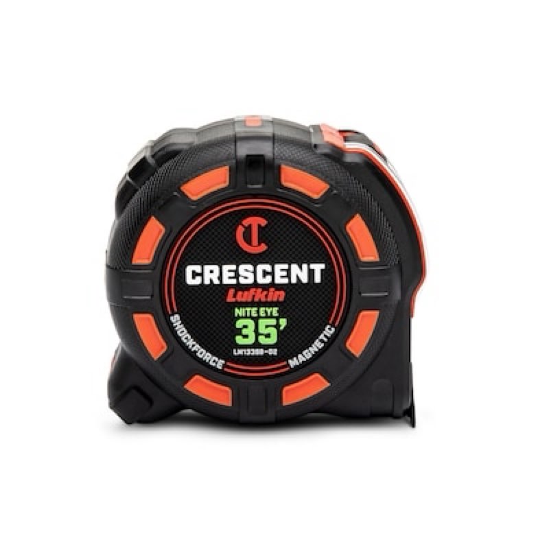 crescent lufkin orange shockforce nite eye 35-ft magnetic tape measure