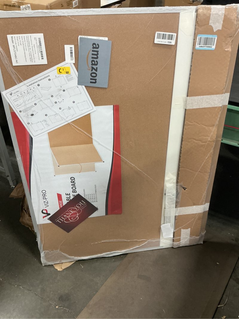 Condition photo showing New/Like New for VIZ-PRO 72" x 48" Large Cork Bulletin Board, Foldable & Wall-Mounted Notice Pin Board with Silver Aluminum Frame, for School Home Office - 6' x 4' Corkboard 72 X 48 Inches
