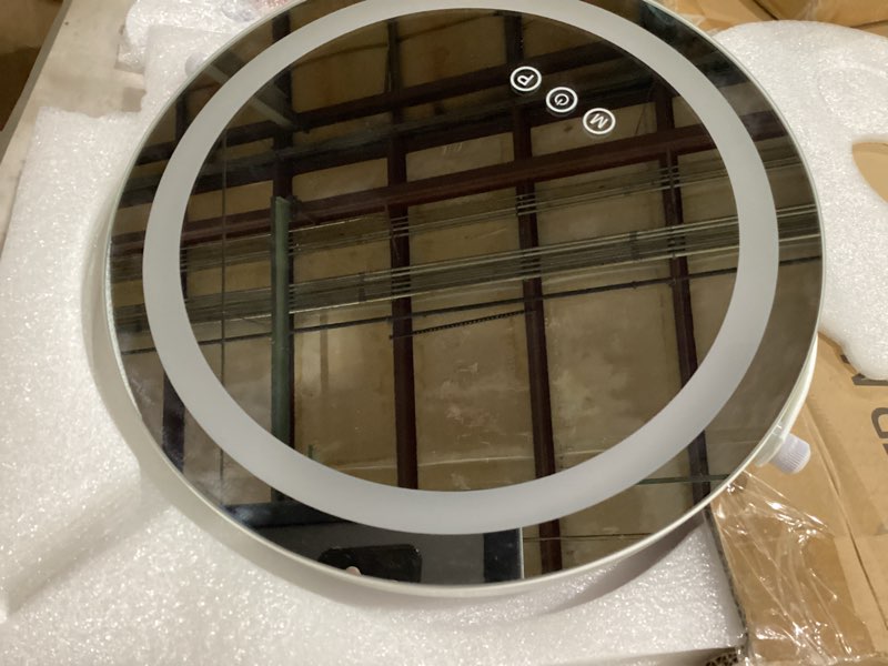 Condition photo showing Good Condition for makeup mirror with lights, lighted makeup mirror with magnification, 1x/10x, large round vanity mirror with stand, 3 color modes, brightness adjustable, smart touch control, 13 inches diameter 15"l x 13"w