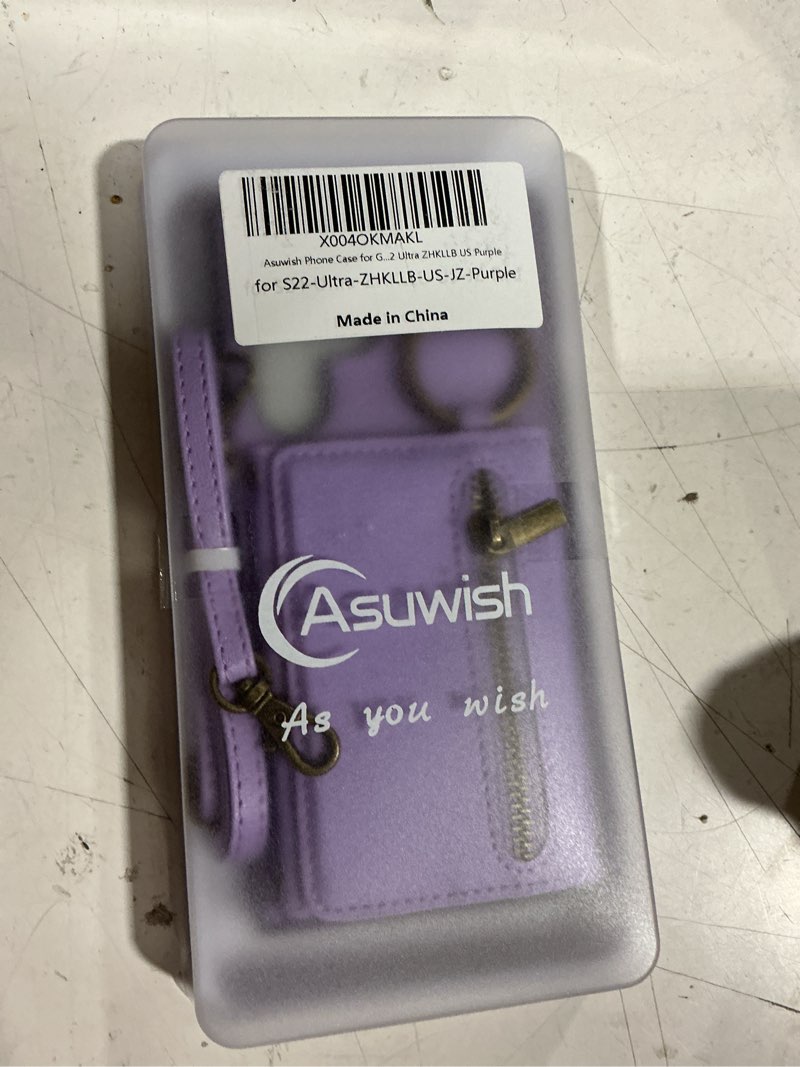 Condition photo showing Good Condition for asuwish compatible with samsung galaxy s22 ultra 5g wallet case with screen protector and crossbody shoulder strap buckle card holder cell phone cover for s22ultra 22s s 22 s22ultra5g 6.8 women purple purple for s22 ultra