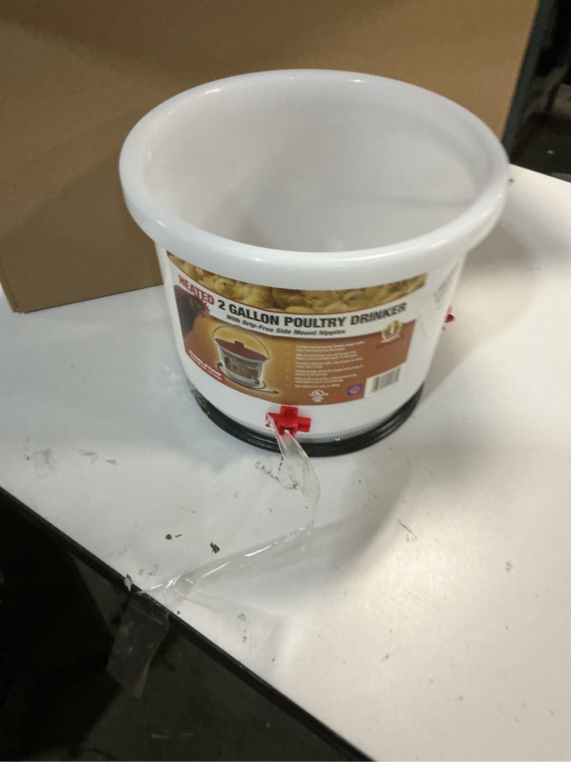 Condition photo showing Good Condition for Farm Innovators Heated Waterer with Lid, 60W Hanging Water Dispenser - 2 Gallon Poultry Drinker Bucket with Red Top for Chickens, Turkeys, and Geese 2 Gallon Single