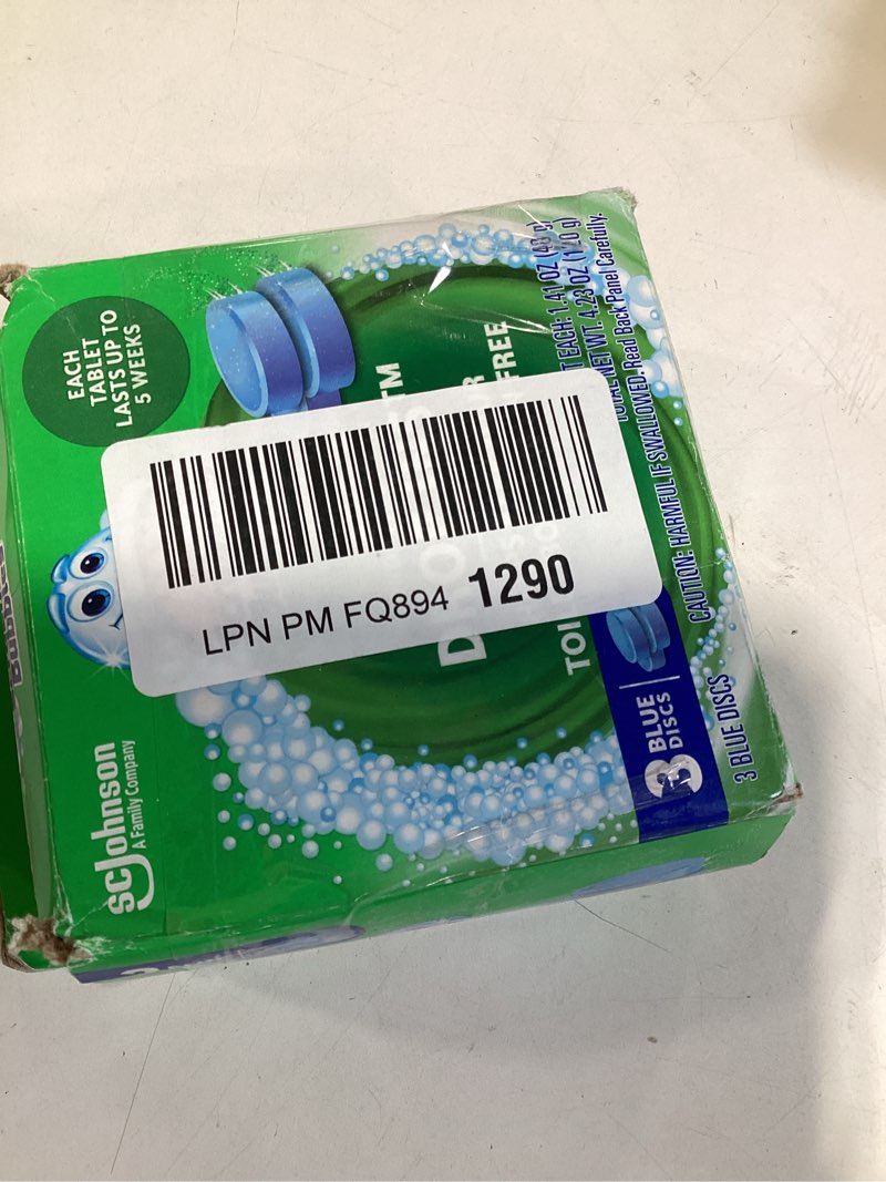 Condition photo showing Good Condition for scrubbing bubbles continuous clean toilet drop-ins, automatic blue toilet bowl cleaner, septic-safe tank tablets remove hard water minerals & limescale, stain & smell protection, 3 count (pack of 1)