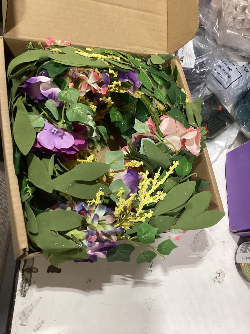 Condition photo showing Good Condition for hohotime pansy flower garland, 6ft artificial spring floral vines with lavender eucalyptuhydrangea for mantle wedding porch staircase indoor decor, fake wildflower easter home decoration
