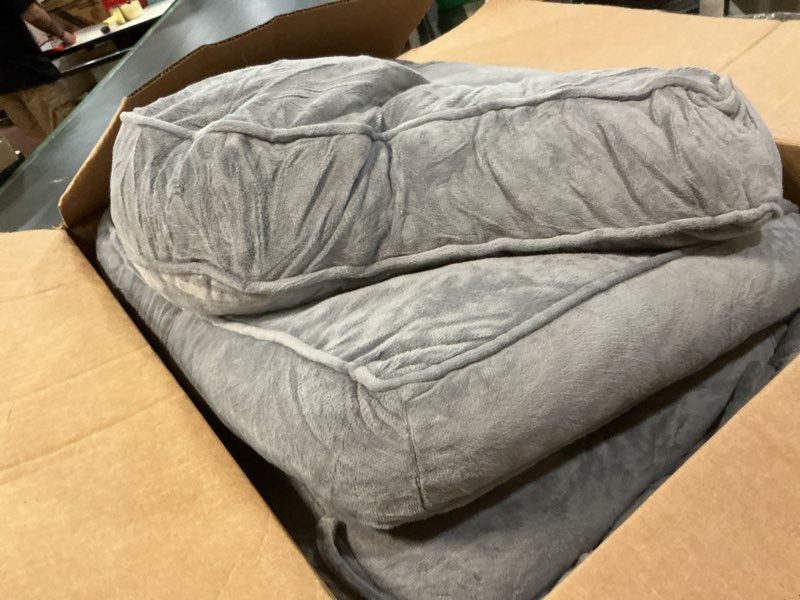 Condition photo showing As Is for 4 piece breakfast nook cushions kitchen corner nook cushion set shredded foam support 3 inch thick bench seat cushion pad for dining(gray)