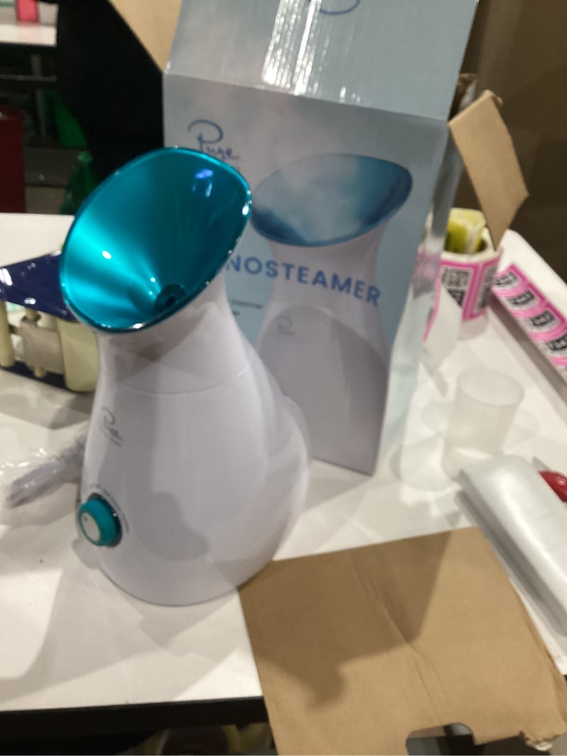 Condition photo showing Good Condition for Pure Daily Care NanoSteamer Large 3-in-1 Nano Ionic Facial Steamer with Precise Temp Control - Humidifier - Unclogs Pores - Blackheads - Spa Quality - Bonus 5 Piece Stainless Steel Skin Kit (Teal)