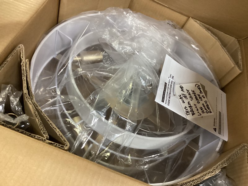 Condition photo showing Good Condition for boho ceiling fan with light and remote rattan chandelier fan gold caged fandelier ceiling fan with light for bedroom,nursery,foyer,kitchen and living room(6 speeds timing adjustment height enclosed) white