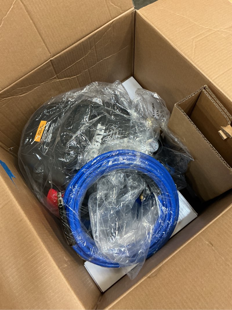 Condition photo showing Good Condition for kobalt 6-gallon portable electric 150 psi pancake air compressor with accessories included