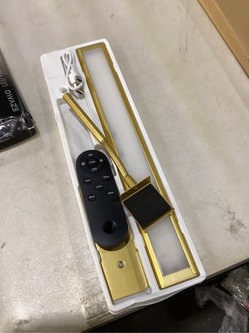 Condition photo showing Good Condition for EZVALO Picture Light for Wall, 4800mAh Rechargeable Wireless Remote, 13in Dimmable Magnetic LED Art Display Light with 3 Color Temperatures, for Gallery, Living Room, Bedroom, Hallway (Gold) Gold 1Pack-13in