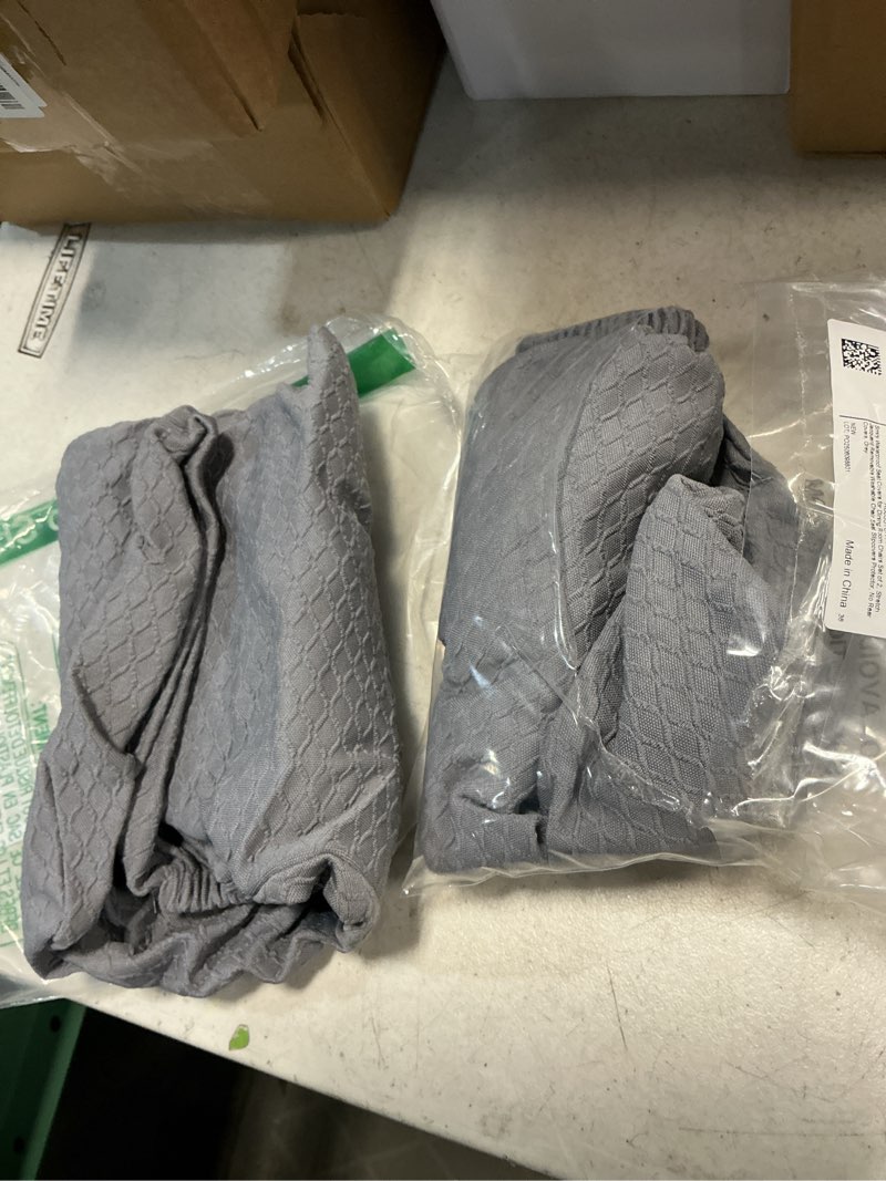 Condition photo showing New/Like New for smiry waterproof seat covers for dining room chairs set of 2, stretch jacquard removable washable chair seat slipcovers protector, no rear covers, grey set of 2 grey