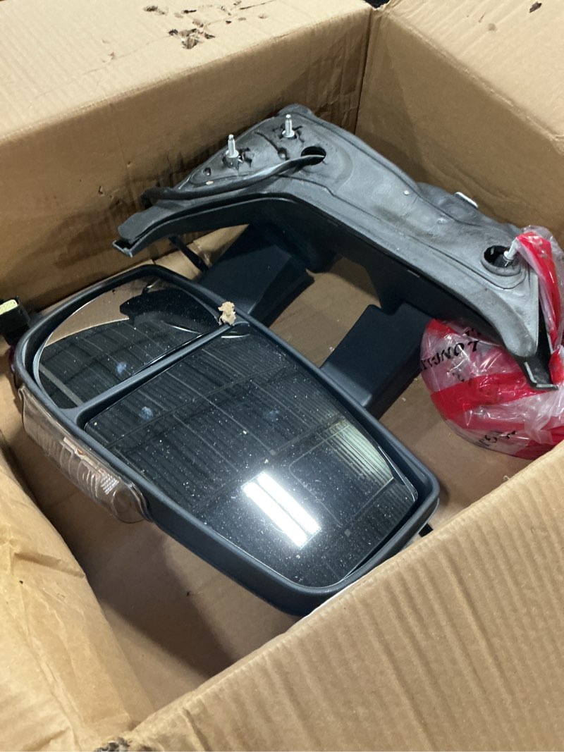 Condition photo showing Good Condition for driver left side door mirror long extension view tow mirror power and heated with blis (blind spot sensor) and signal light for ford transit 150 250 350 from 2010 to 2024 blis driver (lh) side