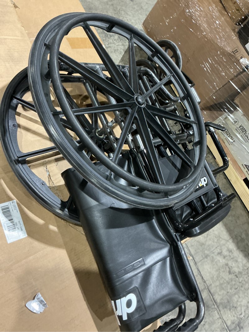 Condition photo showing As Is for drive medical ssp220dda-elr silver sport 2 full-reclining transport wheelchair with detachable desk arms and swing-away elevating leg rest, black 20 inch detachable desk arms/elevating leg rests