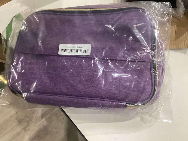 Condition photo showing Good Condition for sewing organizer bag - 11.5"x8"x6" double-layer sewing box with storage for scissors, thread, pins, needles, clips (purple)
