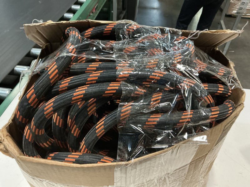 Condition photo showing As Is for giraffe tools non-expandable garden hose 100ft 1/2” lightweight flexible water hoses burst 600 psi with 9 spray function nozzle heavy duty hose